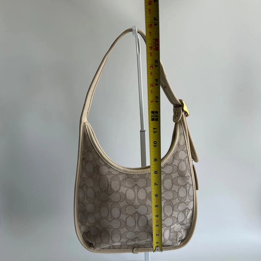 Coach Ergo C2588 Chalk White Signature Jacquard Leather‎ Shoulder Bag Excellent